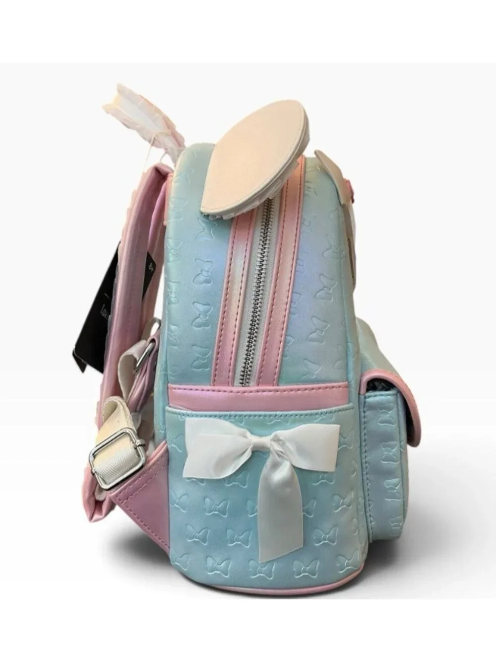 Loungefly Disney Minnie Mouse Ruffle Ears Iridescent Blue Mini Backpack NWT